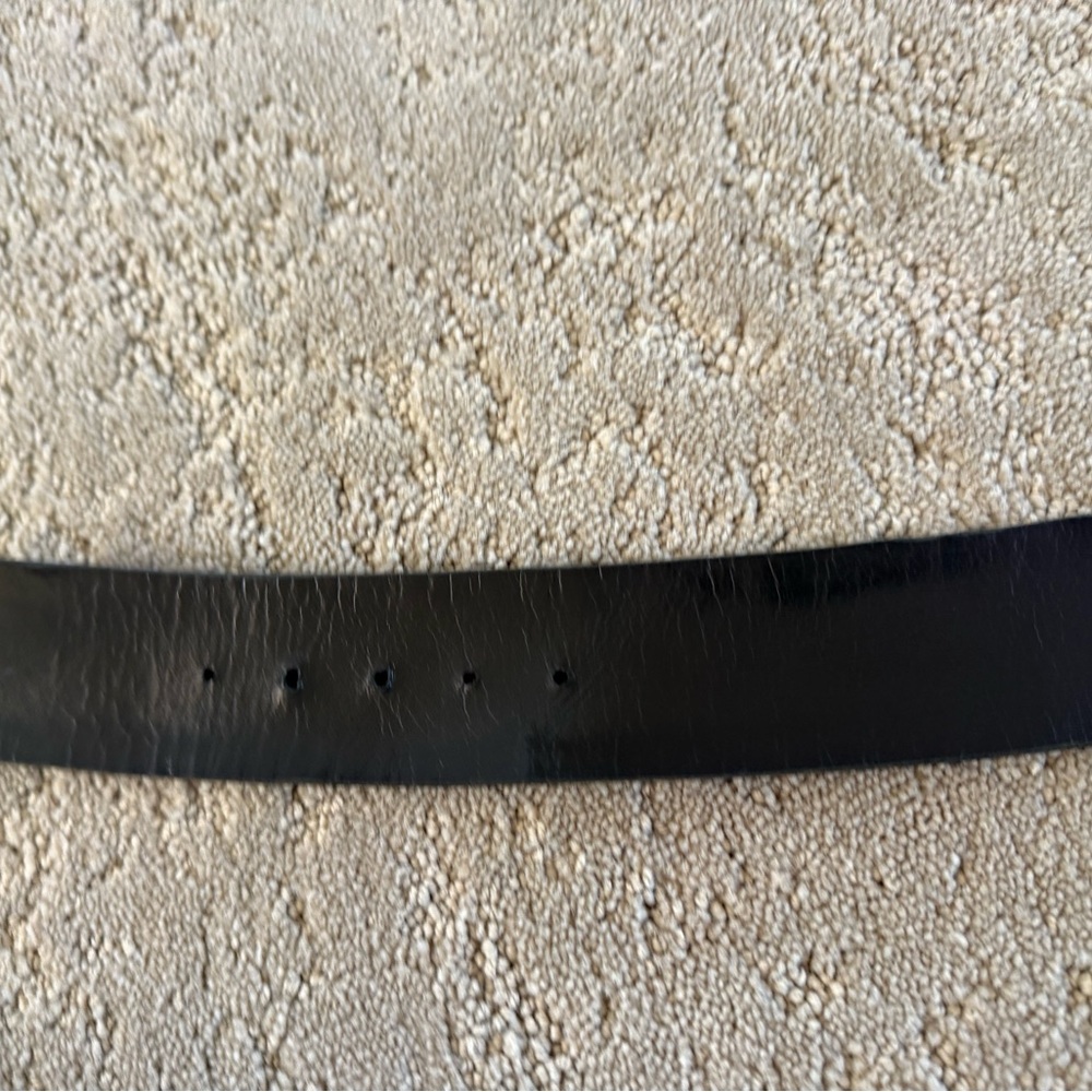 Vintage Lizard Leather Belt Black Gold Buckle Curved Waist Ralph Lauren Style - Picture 7 of 11